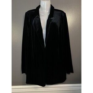 J Jill Wearever Blazer Womens Medium Velvet Stretch Open Front Jacket